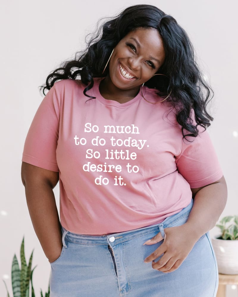 Front of a model wearing a size XL So Much To Do, So Little Desire in Mauve by Simply Sage Market. | dia_product_style_image_id:281249
